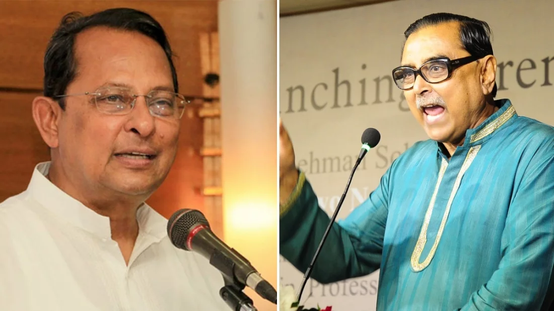 সাবেক মন্ত্রী ও জাসদের সভাপতি হাসানুল হক ইনু এবং ওয়ার্কার্স পার্টির সভাপতি রাশেদ খান মেনন।