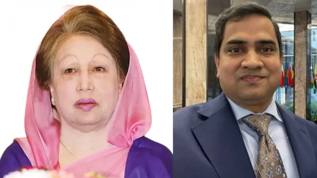 বিএনপি চেয়ারপারসন খালেদা জিয়া ও মুশফিকুল ফজল আনসারী। ছবি: সংগৃহীত