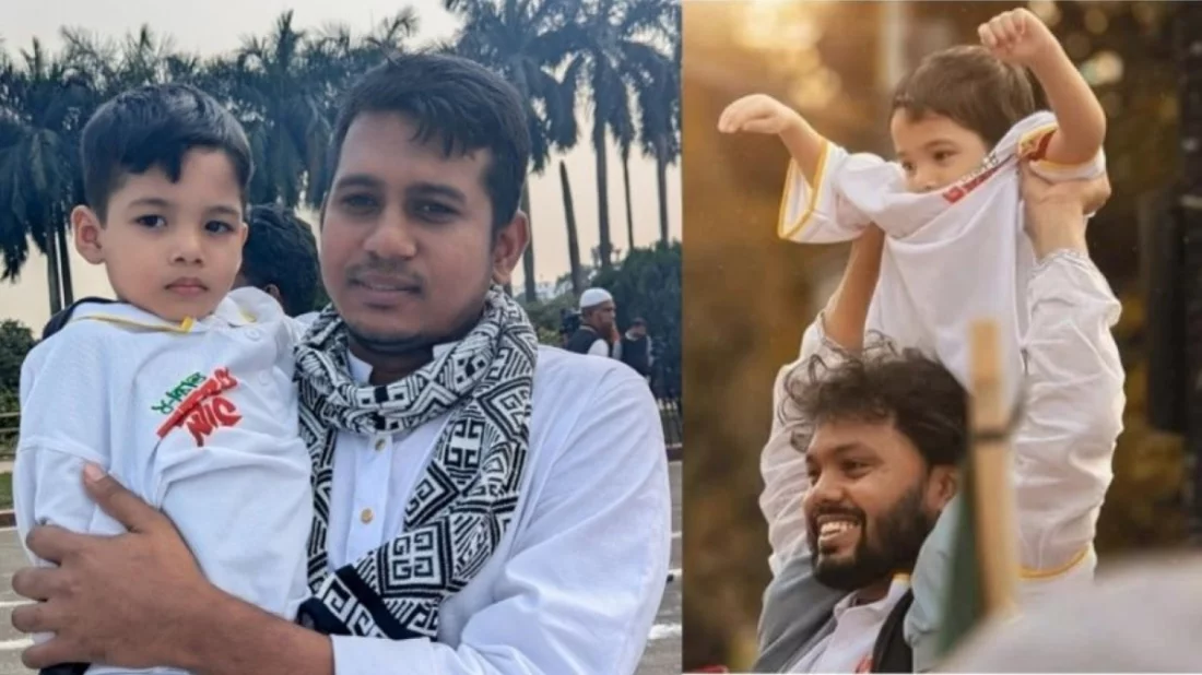 কাঁধে থাকা শিশুটি শহীদ হাদির সন্তান নয়!