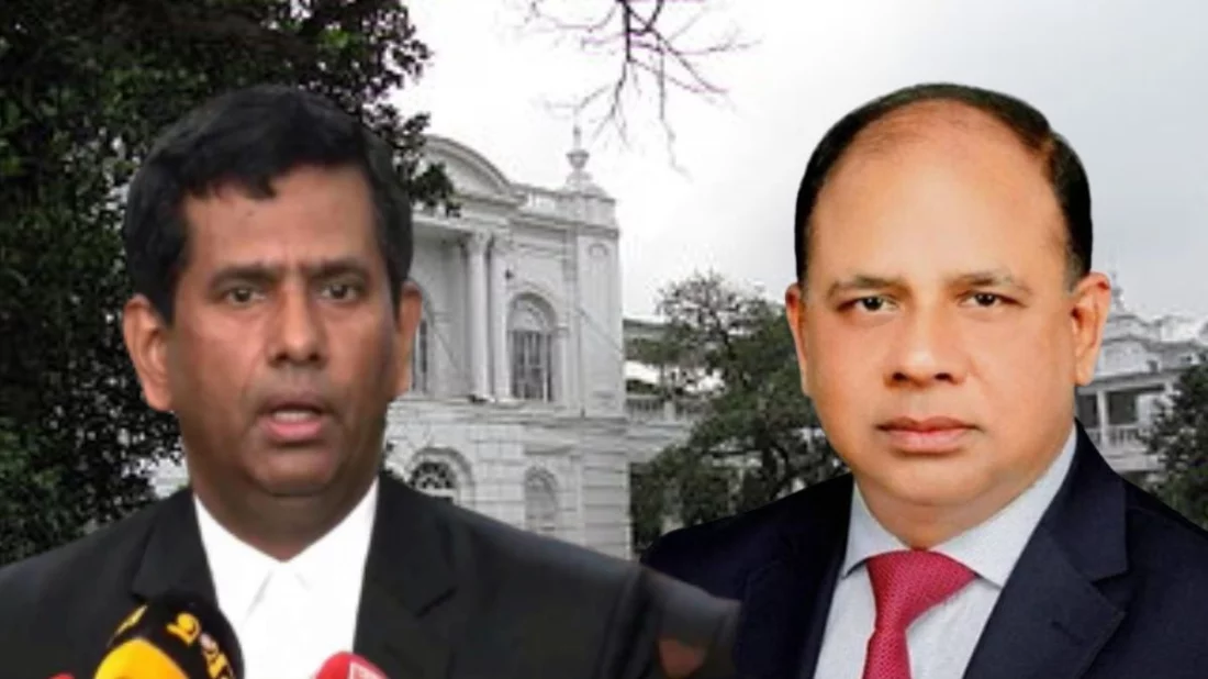 তাজুল ইসলাম ও আইসিটির নতুন চিফ প্রসিকিউটর অ্যাডভোকেট আমিনুল ইসলাম। ছবি: সংগৃহীত
