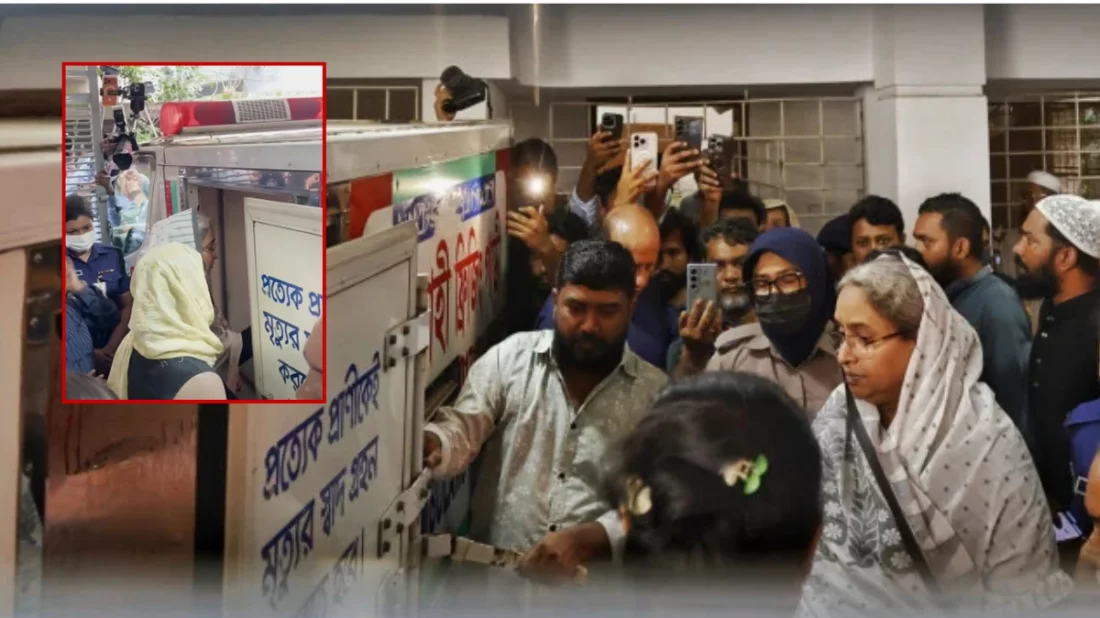 স্বামীকে শেষ বিদায় জানাচ্ছেন দীপু মনি। ছবি : সংগৃহীত