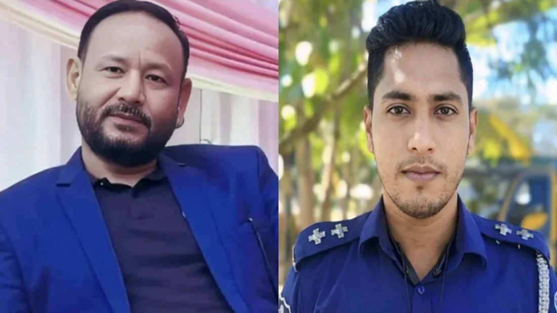 নিহত বিএনপি নেতা রফিকুল ইসলাম (রফিক মোল্লা) ও এসআই মো. মিজানুর রহমান। ছবি: সংগৃহীত