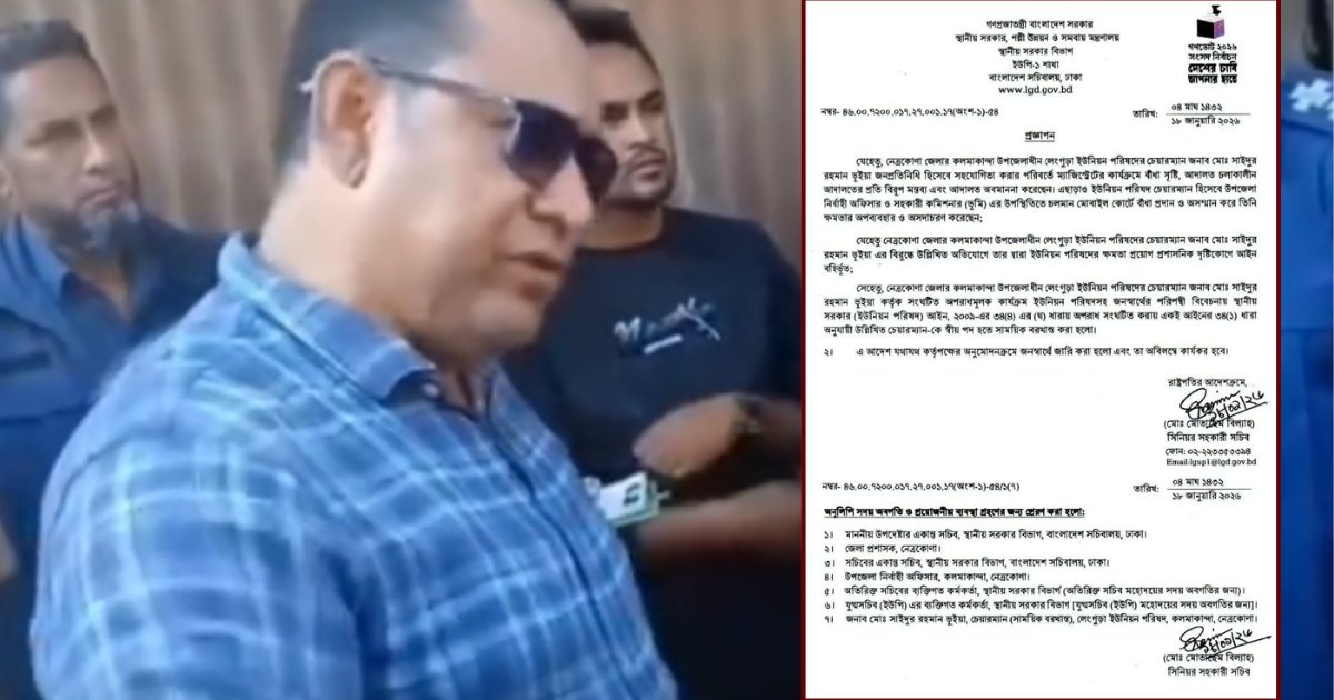 ইউএনওকে ‘শাসানো’ সেই ইউপি চেয়ারম্যান বরখাস্ত