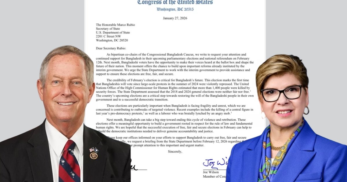 বাংলাদেশে সুষ্ঠু নির্বাচন করতে মার্কিন কংগ্রেসম্যানদের চিঠি