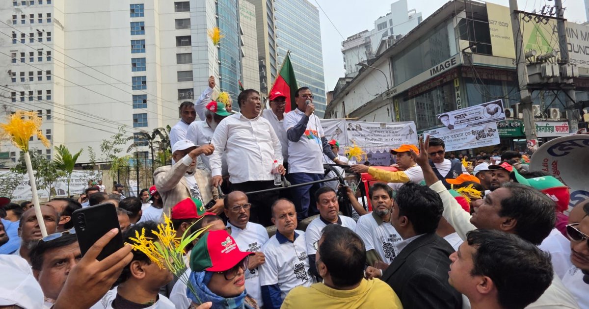 ঢাকা-১৭ আসনে ধানের শীষের সমর্থনে পেশাজীবীদের মিছিল