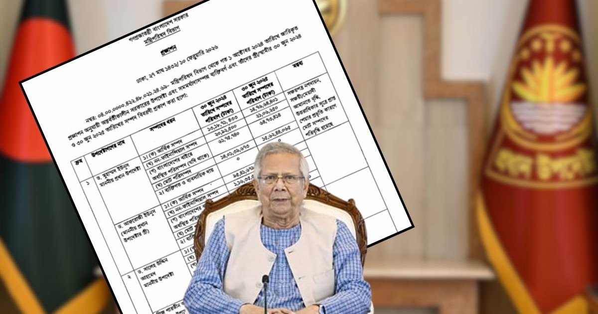 প্রধান উপদেষ্টার সম্পদ ১৫ কোটি ৬২ লাখ টাকার বেশি