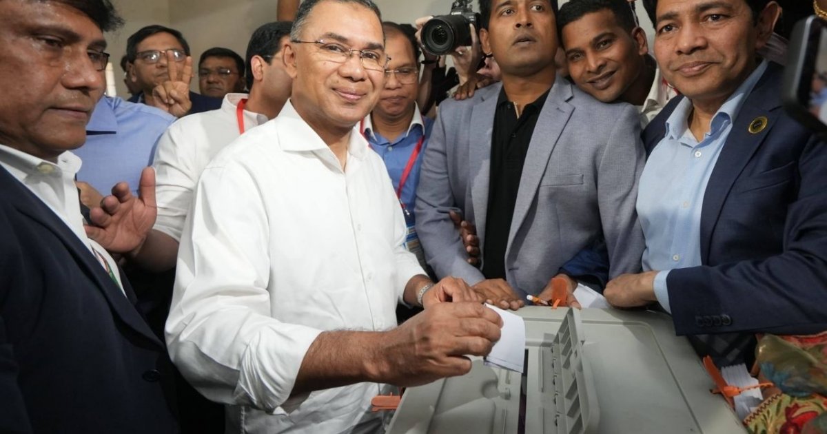 ত্রয়োদশ জাতীয় সংসদ নির্বাচনে ভোট দিলেন বিএনপি চেয়ারম্যান তারেক রহমান