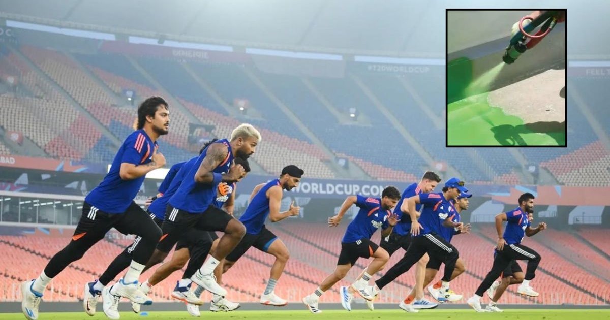 বাঁচা-মরার ম্যাচের আগে স্টেডিয়ামে বিশেষ রাসায়নিক স্প্রে করছে ভারত