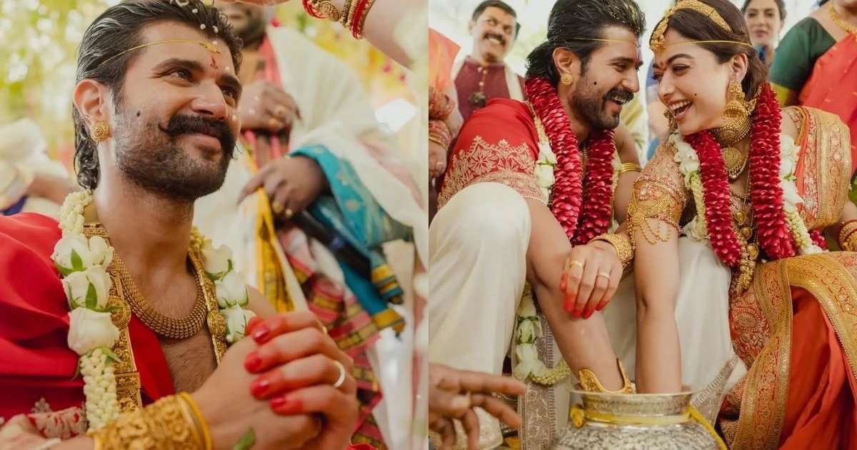 গয়না ও হাতে আলতা পরে রাশমিকার থেকে বেশি নজর কাড়লেন বিজয়