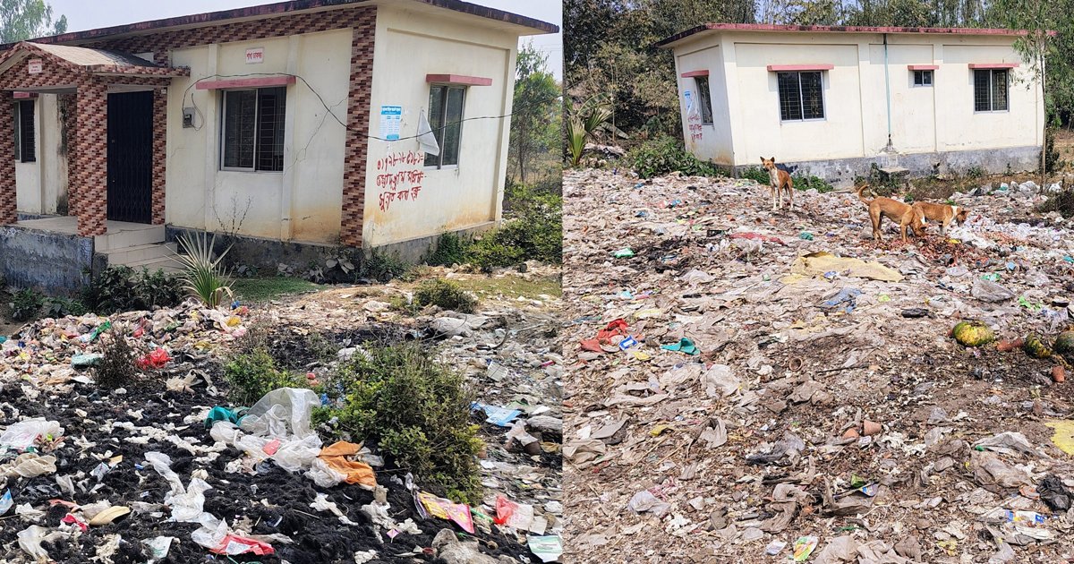 ময়লার স্তূপে ঘেরা ঘোড়াঘাটের হাটশ্যামগঞ্জ ডাকঘর