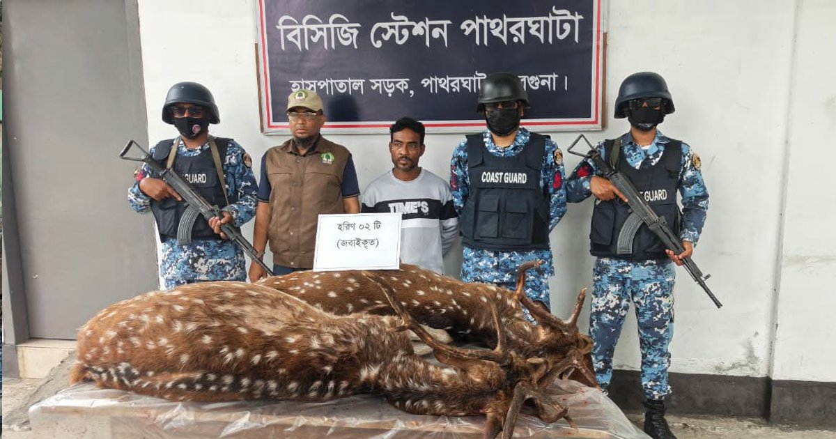 পাথরঘাটায় জবাইকৃত হরিণসহ শিকারি আটক