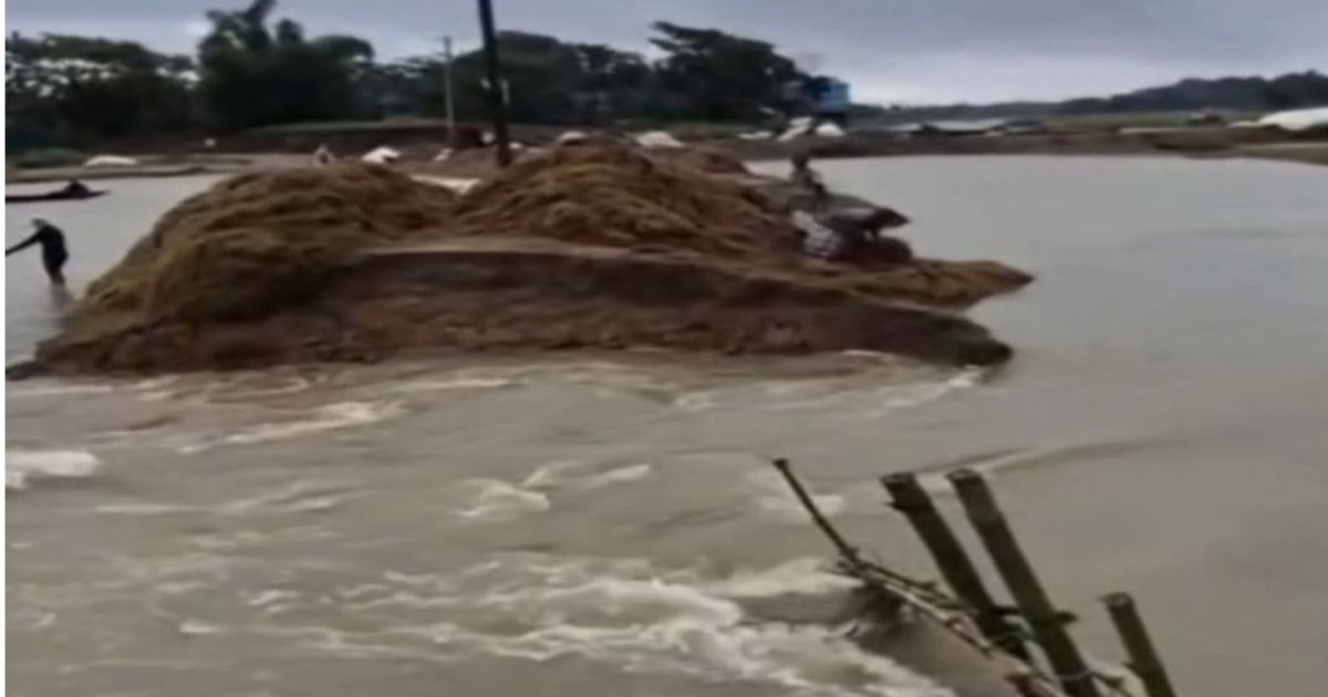 সুনামগঞ্জে মৌসুমের সর্বোচ্চ বৃষ্টিপাত, বাঁধ ভেঙে ফসলহানি