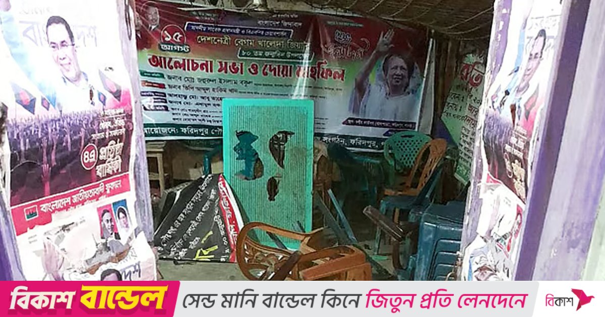 মধ্যরাতে বিএনপি কার্যালয়ে হামলা, ককটেল বিস্ফোরণ ও গুলি