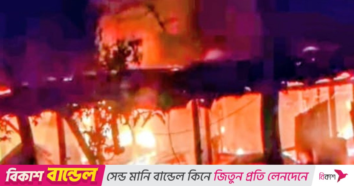 নবাবগঞ্জে অগ্নিকাণ্ডে ১০ বসতবাড়ি পুড়ে ছাই, নিহত ১
