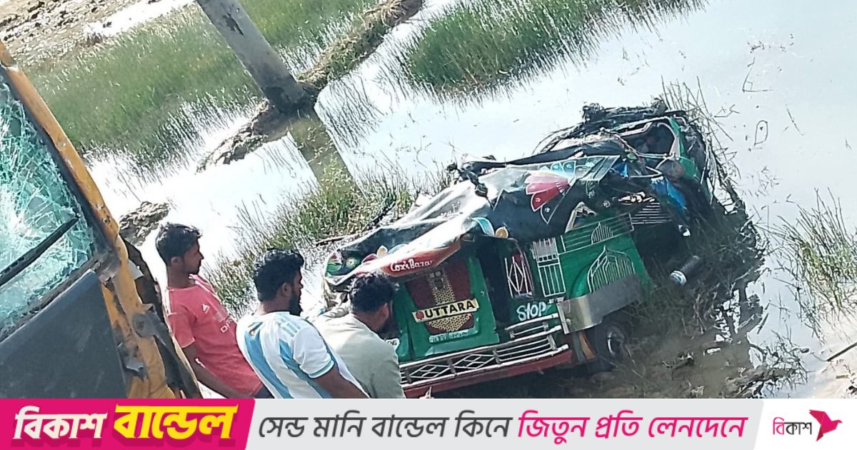 ট্রাকের ধাক্কায় অটোরিকশা পড়লো খাদে, নিহত ২