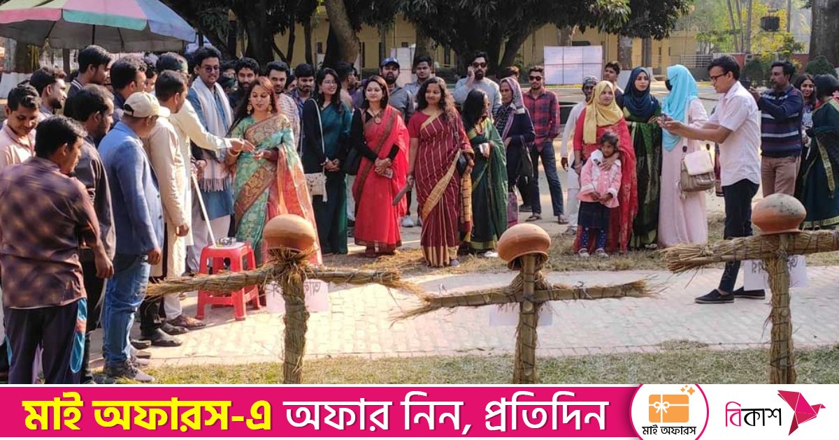 রাবিতে ‘রাজাকার-আলবদর-আলশামস’ প্রতিকৃতিতে জুতা নিক্ষেপ ছাত্রদলের