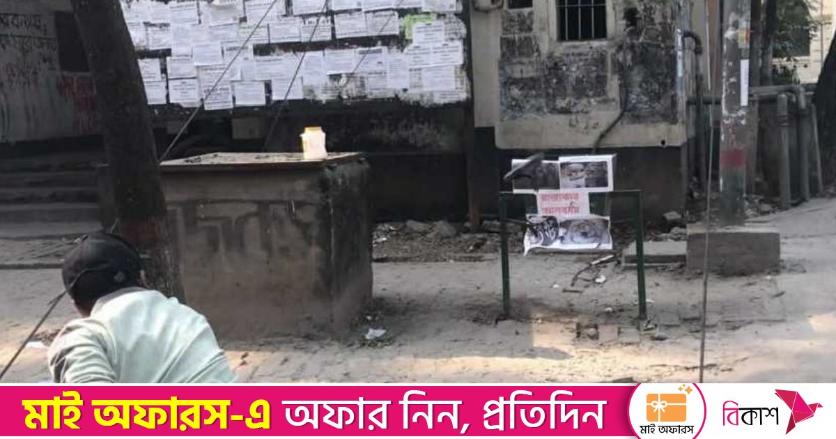 বিজয় দিবসে জবিতে রাজাকারদের প্রতীকী ছবিতে জুতা নিক্ষেপ, ঘৃণা প্রদর্শন