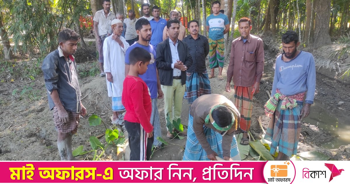 রোগীকে হাসপাতালে নিতে হয় খাটিয়া করে, বেহাল সড়কে কচুগাছ লাগিয়ে প্রতিবাদ