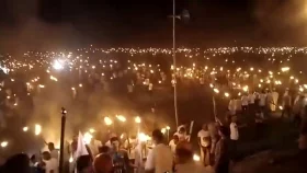 ১০৫ কিলোমিটার জুড়ে মশাল প্রজ্বলন, উত্তাল তিস্তা পাড়