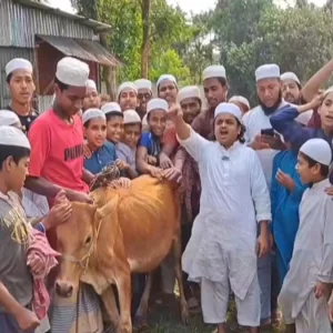 আওয়ামী লীগ নিষিদ্ধের খুশিতে গরু জবাই করে খাওয়ালেন ‘শিশু বক্তা’ রফিকুল