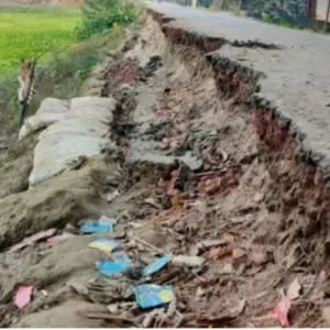 নির্মাণের চার মাসেই কোটি টাকার সড়কে ধস, দুর্ভোগ চরমে