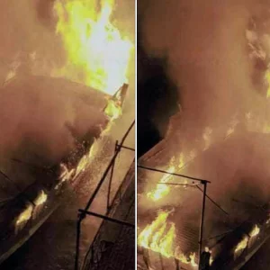 রাতের আঁধারে নিকলীতে যাত্রীবাহী ট্রলারে দুর্বৃত্তদের আগুন