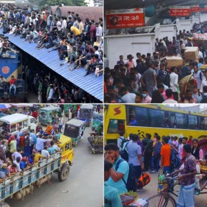 ঈদযাত্রায় বাস-ট্রেন-লঞ্চে ঘরমুখো মানুষের ঢল