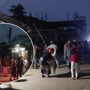 সংঘর্ষ চলতে চলতে নামলো অন্ধকার, টর্চ জ্বালিয়ে অংশ নেয় ৪ গ্রামের মানুষ