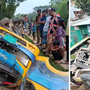 ট্রেনের ধাক্কায় দুমড়ে-মুচড়ে গেলো গরুবাহী পিকআপ
