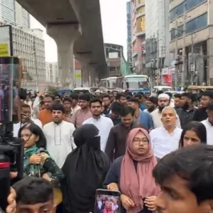 নাসীরুদ্দীন পাটওয়ারীর ওপর হামলার প্রতিবাদে এনসিপির বিক্ষোভ মিছিল