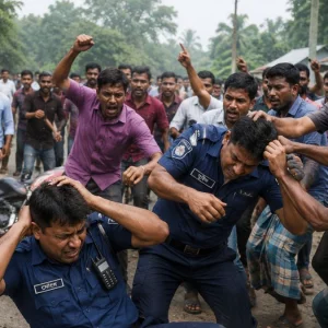 সড়ক দুর্ঘটনার গুজব ছড়িয়ে পুলিশকে মারধর, দুই সদস্য হাসপাতালে