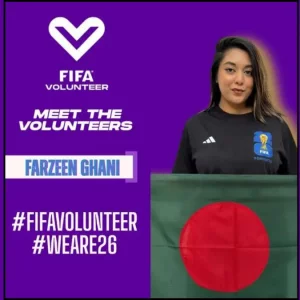 ফিফা বিশ্বকাপে বাংলাদেশের পতাকা হাতে ফারজিন গনি