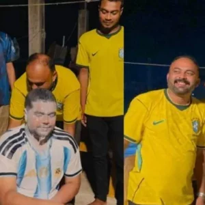 দুধ দিয়ে গোসল করে আর্জেন্টিনা সমর্থকের ব্রাজিলে যোগদান