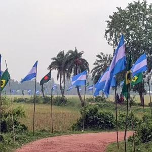 দুই দলের সমর্থকরা একসঙ্গে লাগিয়েছেন ব্রাজিল-আর্জেন্টিনার শত শত পতাকা