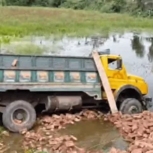 কসবায় ইটবোঝাই ট্রাক খাদে, ২ শ্রমিক নিহত