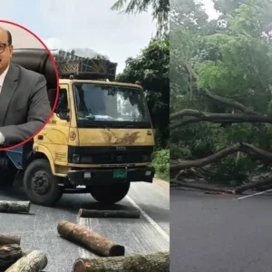 আসলাম চৌধুরীর প্রার্থিতা বাতিলের খবরে গাছ ফেলে সড়ক অবরোধ