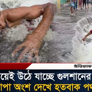 হাত দিয়েই উঠে যাচ্ছে গুলশানের সড়ক, নিচে ফাঁপা অংশ দেখে হতবাক পথচারীরা