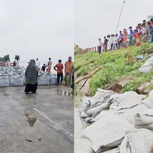 যমুনা নদীর ভাঙনে সড়কে ধস, ঢাকা-টাঙ্গাইল-তারাকান্দি মহাসড়কে যান চলাচল বন্ধ