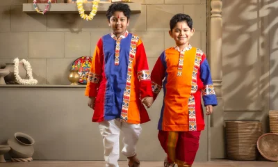 পূজায় ছোটদের বর্ণিল পোশাক
