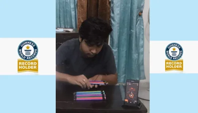 ৩০ সেকেন্ডে হাতে ৫০ পেন্সিল, গিনেস বুকে বাংলাদেশের মনিরুল