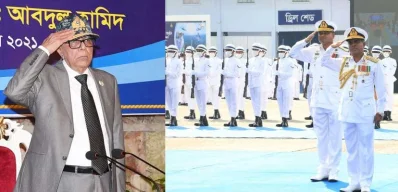 সালাম গ্রহণ করছেন রাষ্ট্রপতি।