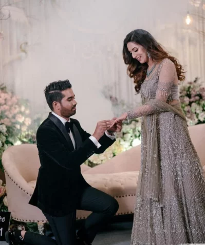বিদ্যা সিনহা মিম ও তার হবু বর সনি পোদ্দার। ছবি: সংগৃহীত