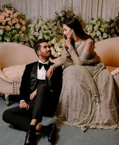 বিদ্যা সিনহা মিম ও তার হবু বর সনি পোদ্দার। ছবি: সংগৃহীত