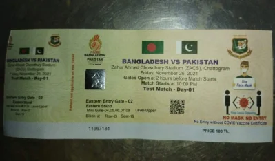 বাংলাদেশ-পাকিস্তানের টেস্ট ম্যাচের টিকিট