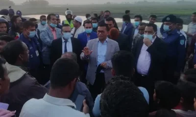 নীলফামারীর কিশোরগঞ্জে তিস্তা সেচ প্রকল্পের উদ্বোধন ও লালমনিরহাটে তিস্তা ব্যারেজ পরিদর্শনকালে পানিসম্পদ উপমন্ত্রী এ কে এম এনামুল হক শামীম।