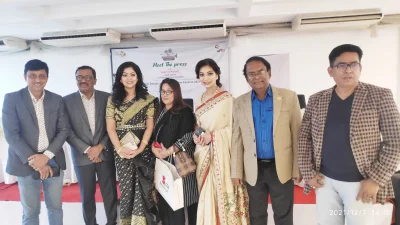 বাংলাদেশ শুটিং স্পোর্ট ফেডোরেশনে সংবাদ সম্মেলন শেষে। ছবি: সংগৃহীত