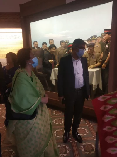 ত্রিপুরায় বাংলাদেশের প্রথম প্রধানমন্ত্রী তাজউদ্দিন আহমদের মেয়ে সংসদ সদস্য সিমিন হোসেন।
