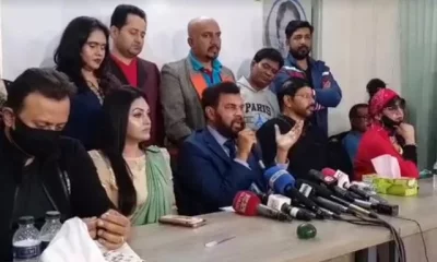 ইলিয়াস কাঞ্চন ও নিপুণ প্যানেলের প্রেস ব্রিফিং। ছবি: সংগৃহীত