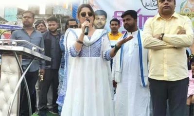 তৃণমূলের প্রচারে শ্রাবন্তী। ছবি: সংগৃহীত