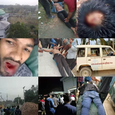 শিক্ষার্থীদের উপর এলাকাবাসীর হামলা। ছবি: সংগৃহীত
